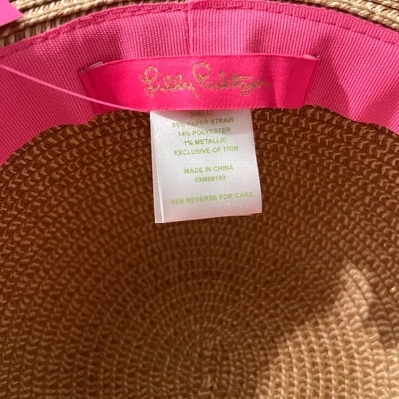 NWT Lilly Pulitzer Floppy Beach Hat Pink Floral Journey To The Jungly - Picture 5 of 5